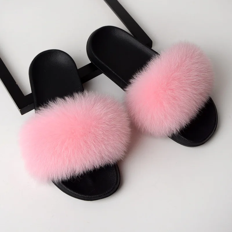 Wholesale Fashion 2024 Summer Faux Fur furry Home Indoor Outdoor Flip Flops Slippers Ladies Women Men Shoes Sandals Femme