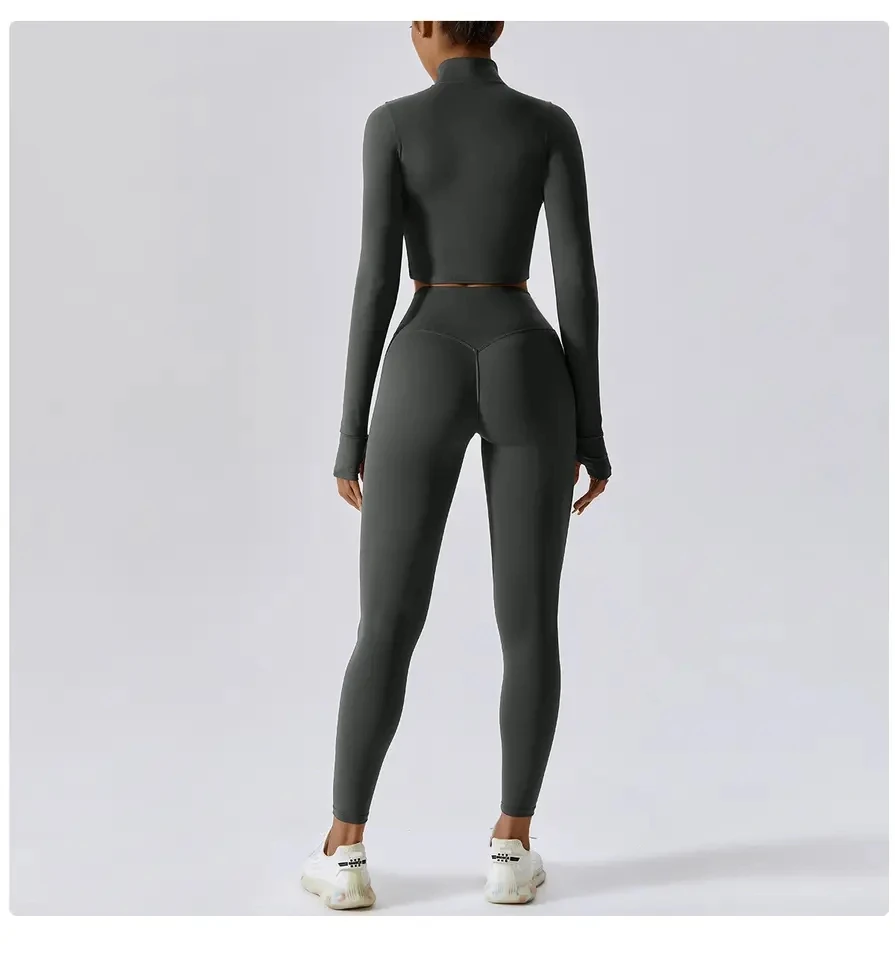 Wholesale Ropa Athleisure Fitness Clothing Women Gym Clothes Kit Sweat Suit Butt Lift Women Long Sleeve 4 Piece Yoga Sets