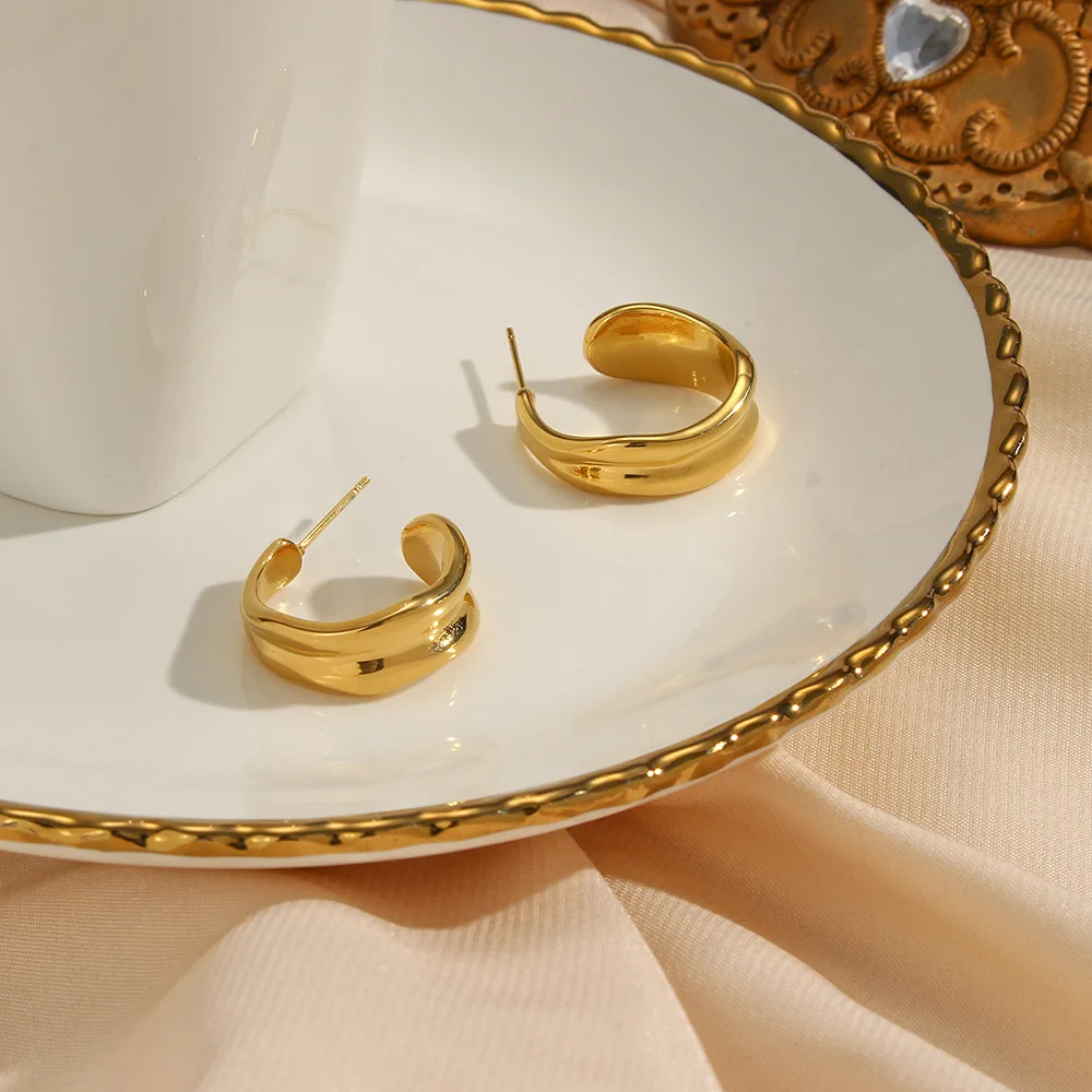 18k gold plated stainless steel jewelry  gold filled jewellery wholesale earrings women ear ring gold hoop earrings