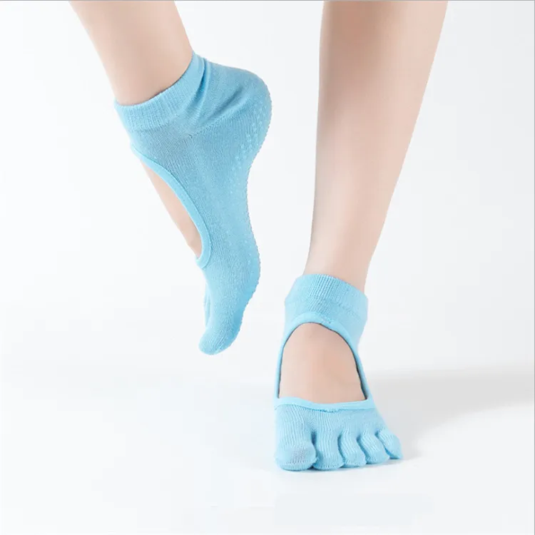 Exercise Sports Pilates Massage Non-slip 5 Toe Yoga Socks For Women Ladies