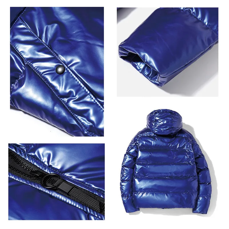 Модная дизайнерская зимняя мужская куртка-пуховик с индивидуальным логотипом, уличная блестящая пузырьковая куртка