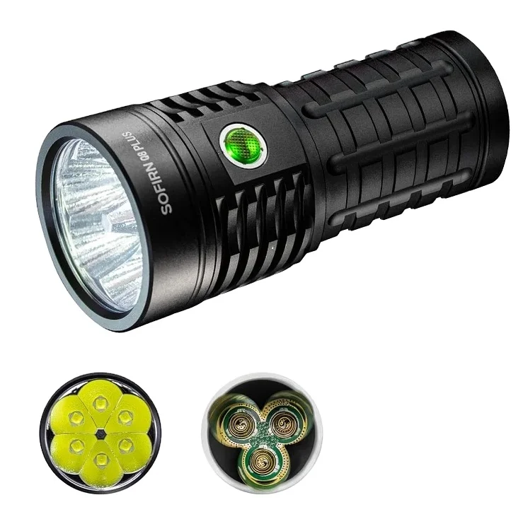 Самый мощный фонарик Sofirn Q8Plus 16000lm 6 * XHP50B светодиодный 3*21700 перезаряжаемый с зарядным аккумулятором Anduril 2 0