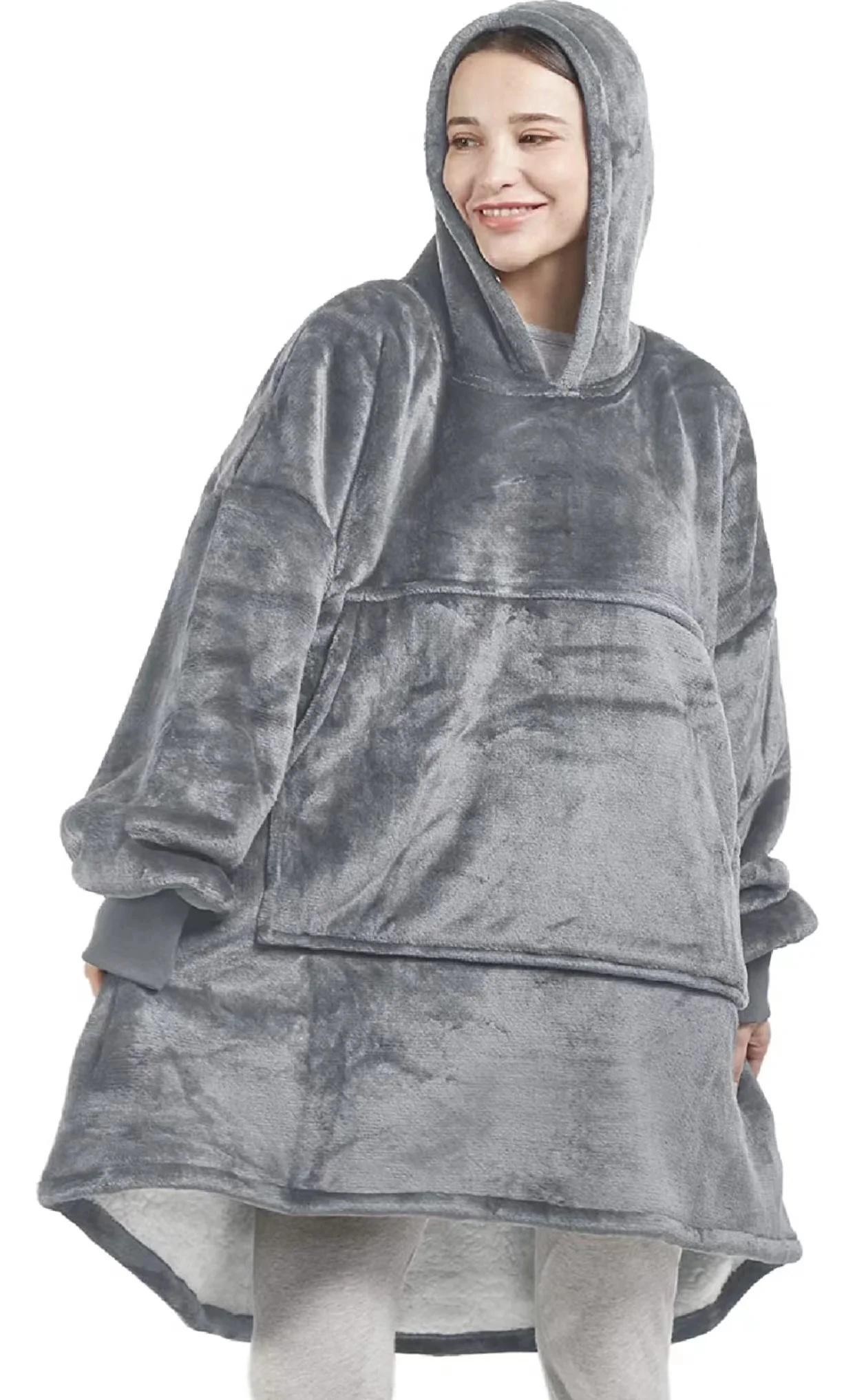 2023 new arrival TV hooded wearable fleece hoodie blanket for adult sherpa oversized  sweatshirt oversized hoodie blanket