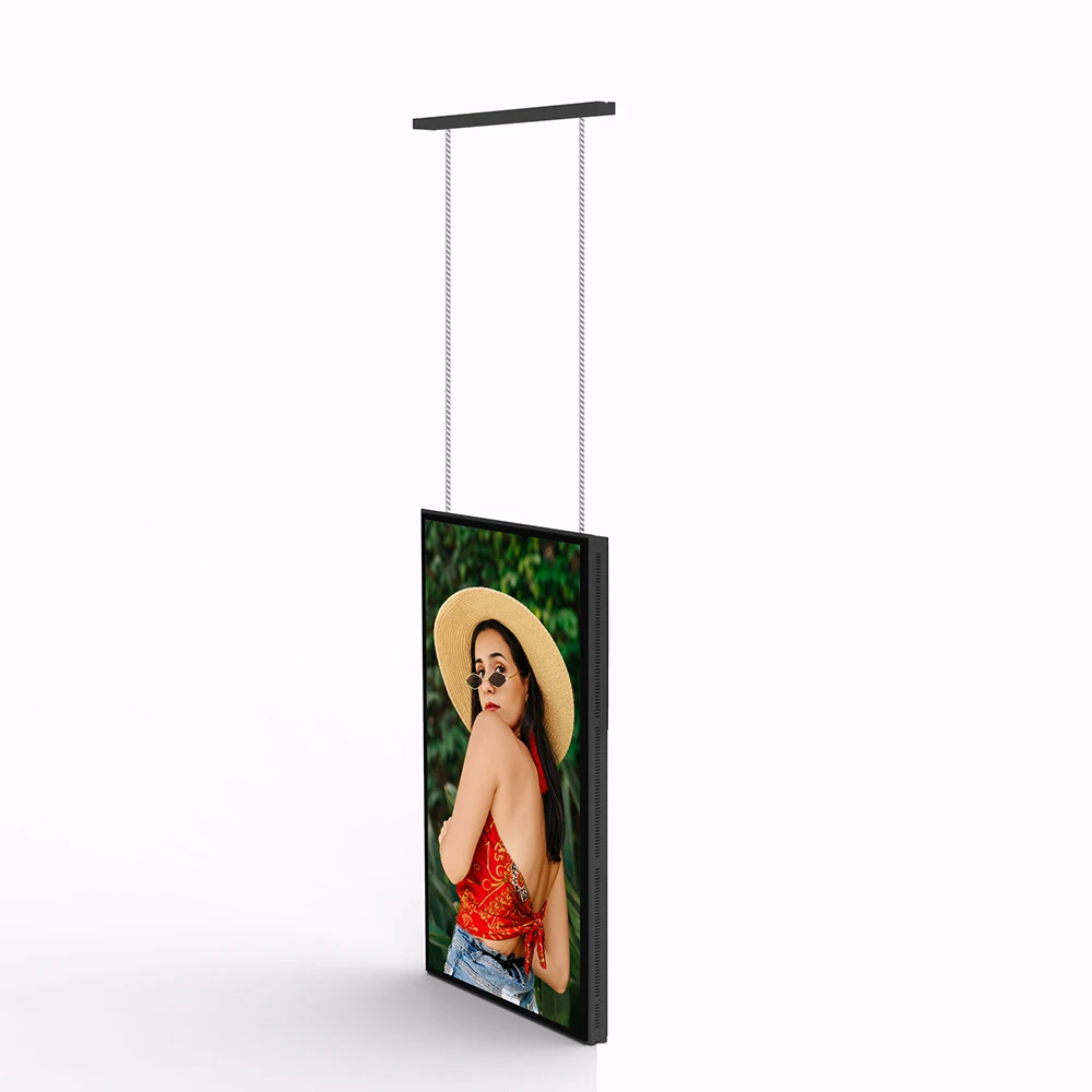 Super Narrow Bezel wall mounted ceiling hang 32 43 49 55 65 inch High Bright Display Shop Window Facing LCD Advertising Player