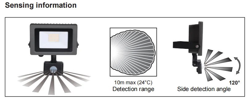 Pdlux PDF-50W IP65 30W 50W LED Outdoor PIR Motion Sensor Flood Light for Garage Car Park Construction Site