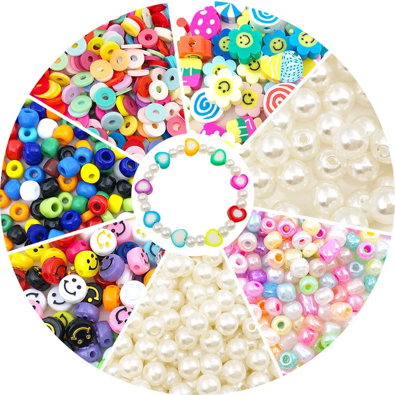 1300 Pcs Flat Round Polymer Clay Spacer Beads for Jewelry Making Bracelets Necklace Earring Jewellery DIY Pearl Clay Beads Kit