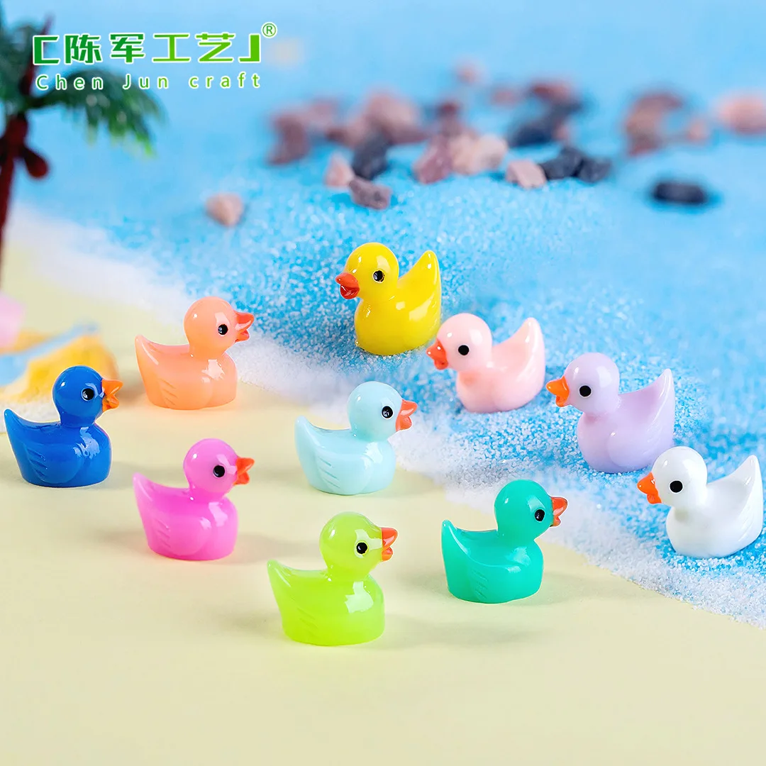 Yellow duck doll pendant Moss landscape miniature decorative accessories resin crafts