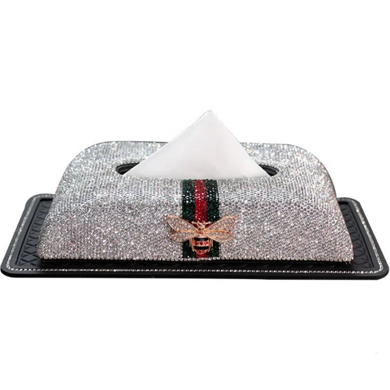 Fancy Creative Luxury fashion Amazon Top Seller European Style Crystal Rhinestones Tissue Box for car Home Decoration