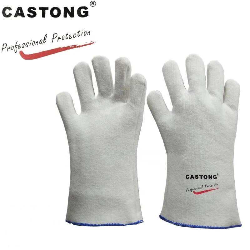 Stock200 Degree Celsius Contact Heat Resisting CASTONG White Polyester Felt Heat Resistant Safety Working Gloves for Welding