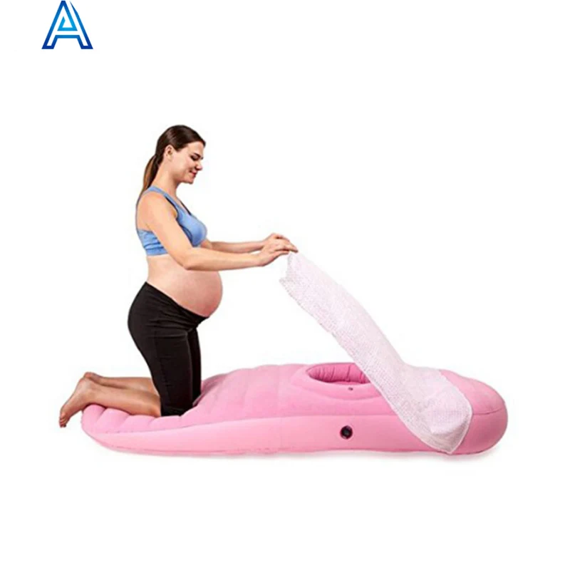 Factory high quality customize durable air blow inflatable yoga mat massage mattress airbed bed for pregnant woman gravida
