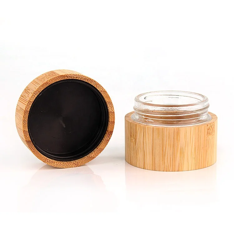  Eco friendly 50ml Natural Bamboo Cosmetic Containers jar 50g cosmetic glass