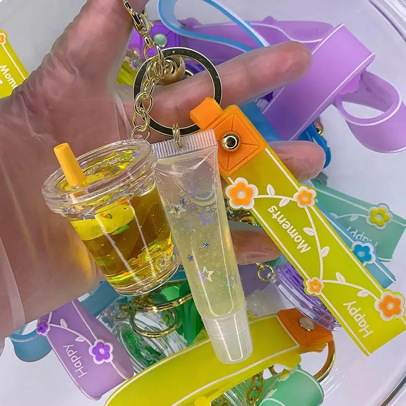 Private Label Clear Custom Kids Lipgloss Non Sticky Vegan Pink Key Chain Lip Gloss Key Chain Tubes Make Your Own Green Lipstick