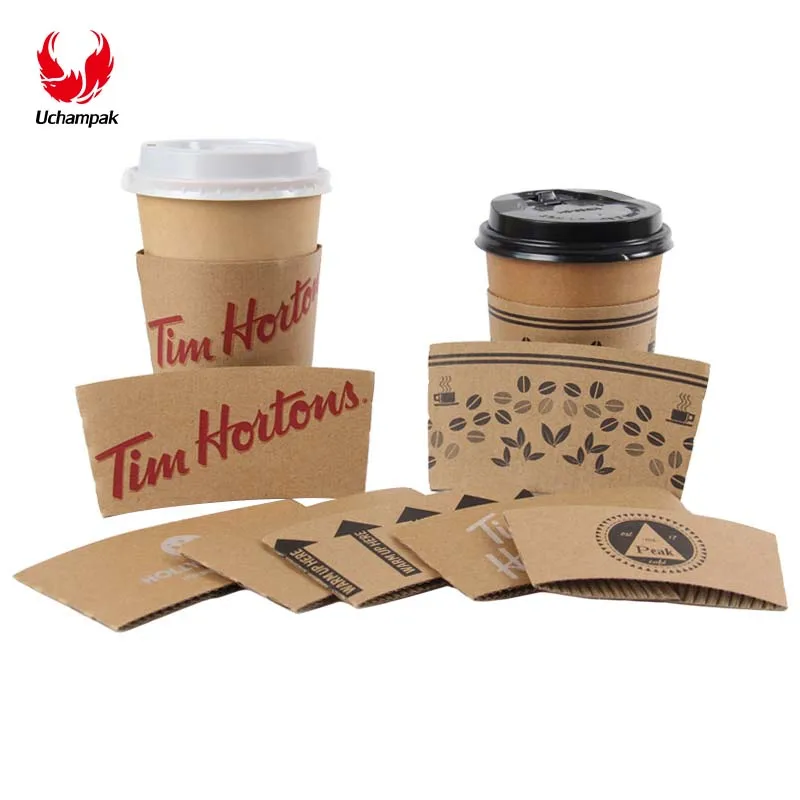 Factory Custom Disposable Corrugated Hot Cup Sleeves Jackets Holder Kraft Paper Sleeves Coffee Cup Sleeves
