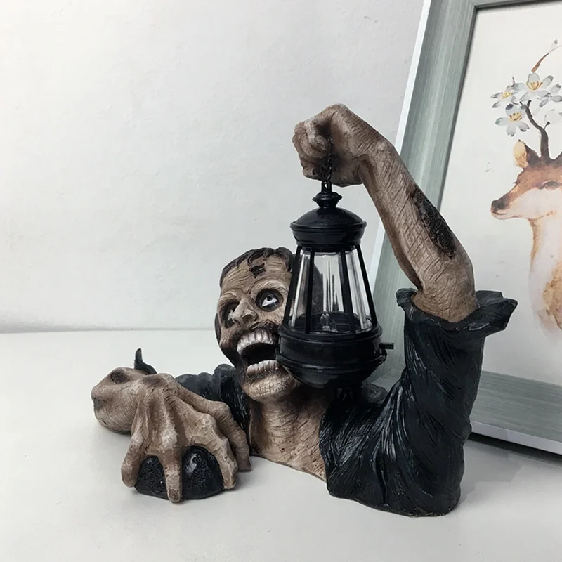 garden decorations Resin Zombie Crafts halloween horror  ornaments Zobie bust desk decoration statues lantern folk crafts