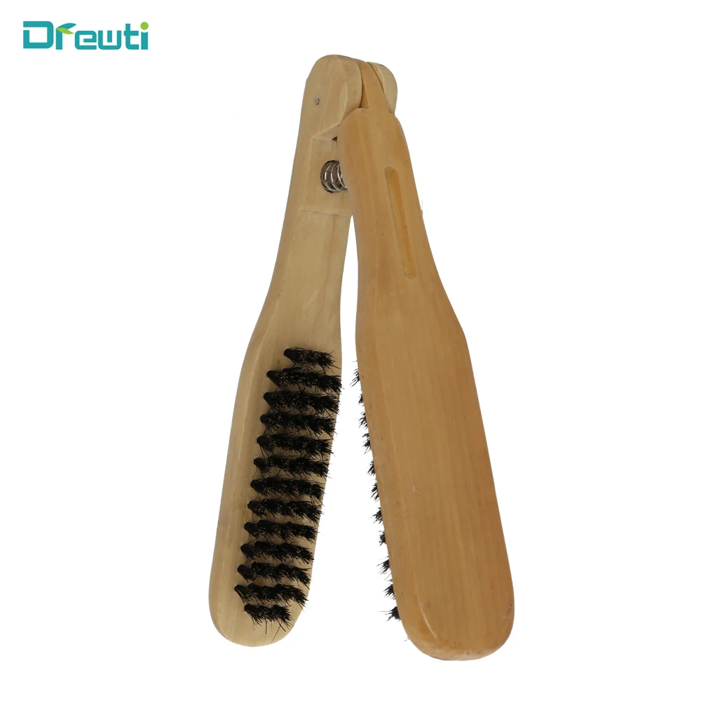 Jiangtai brand wood handle Straightening Double Brush V Shape Comb Tool