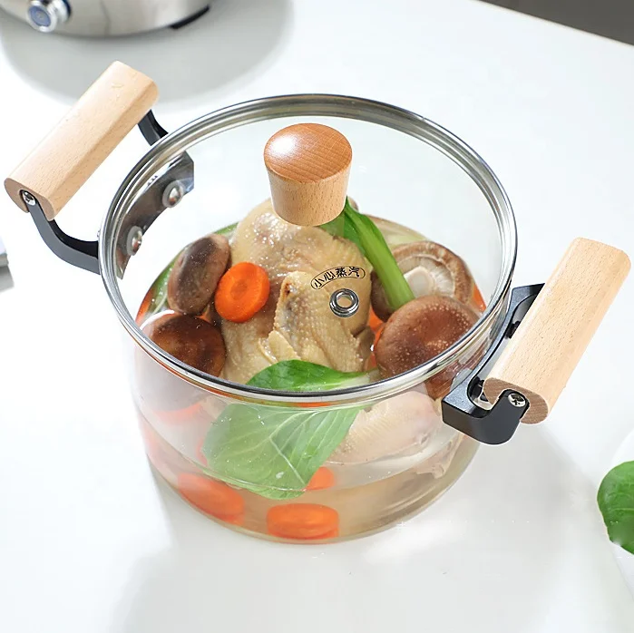 High borosilicate transparent binaural glass soup pot household glass electric pottery stove stewing soup pot