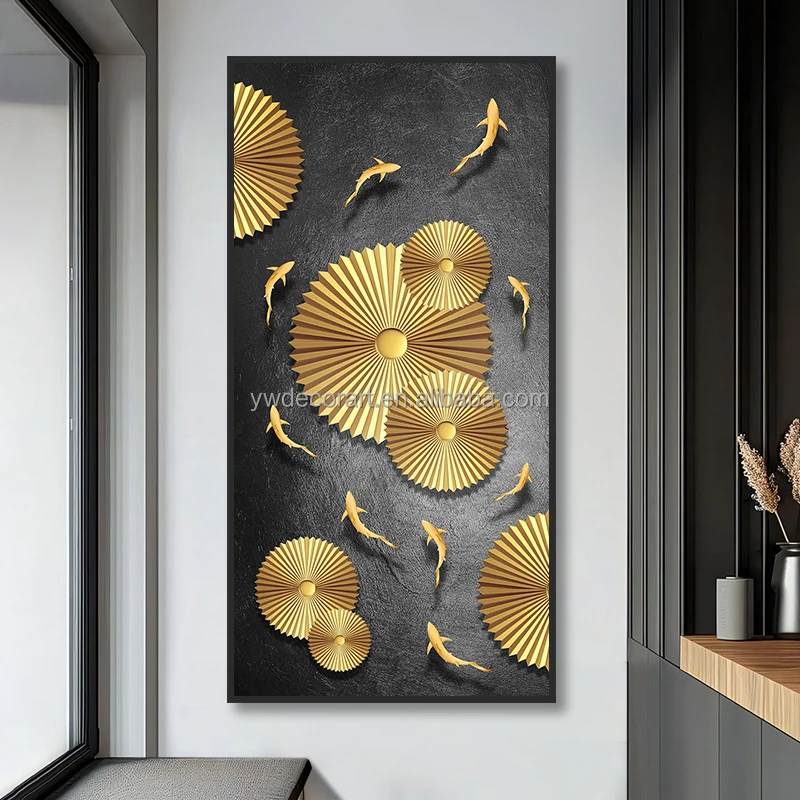 Factory Direct Sale Digital Printed Art Painting Golden Fish Modern Canvas Wall Paintings For Home Decoration