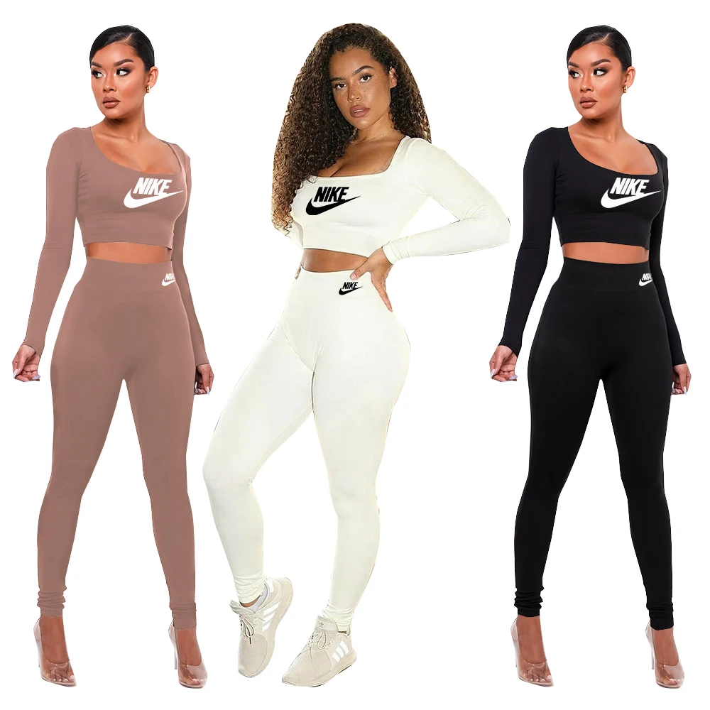 Весна-Осень 2021, женские повседневные спортивные костюмы Nike, спортивный костюм, Модные дышащие комплекты для бега, спортивная одежда