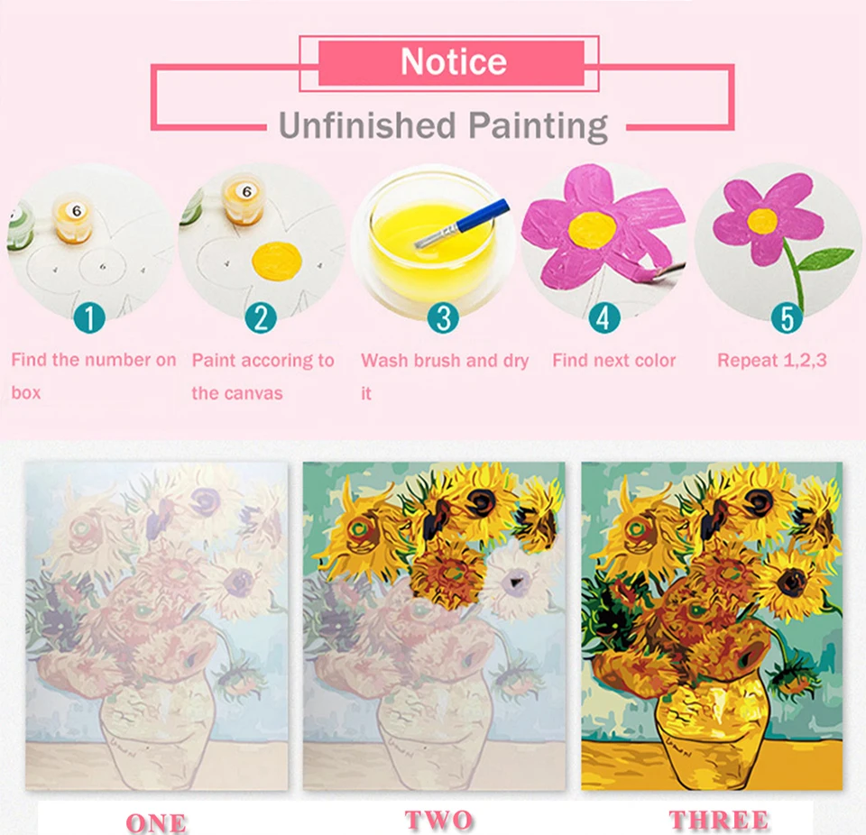 FR hot selling colorful pictures painting by numbers oil painting handmade for living room decor