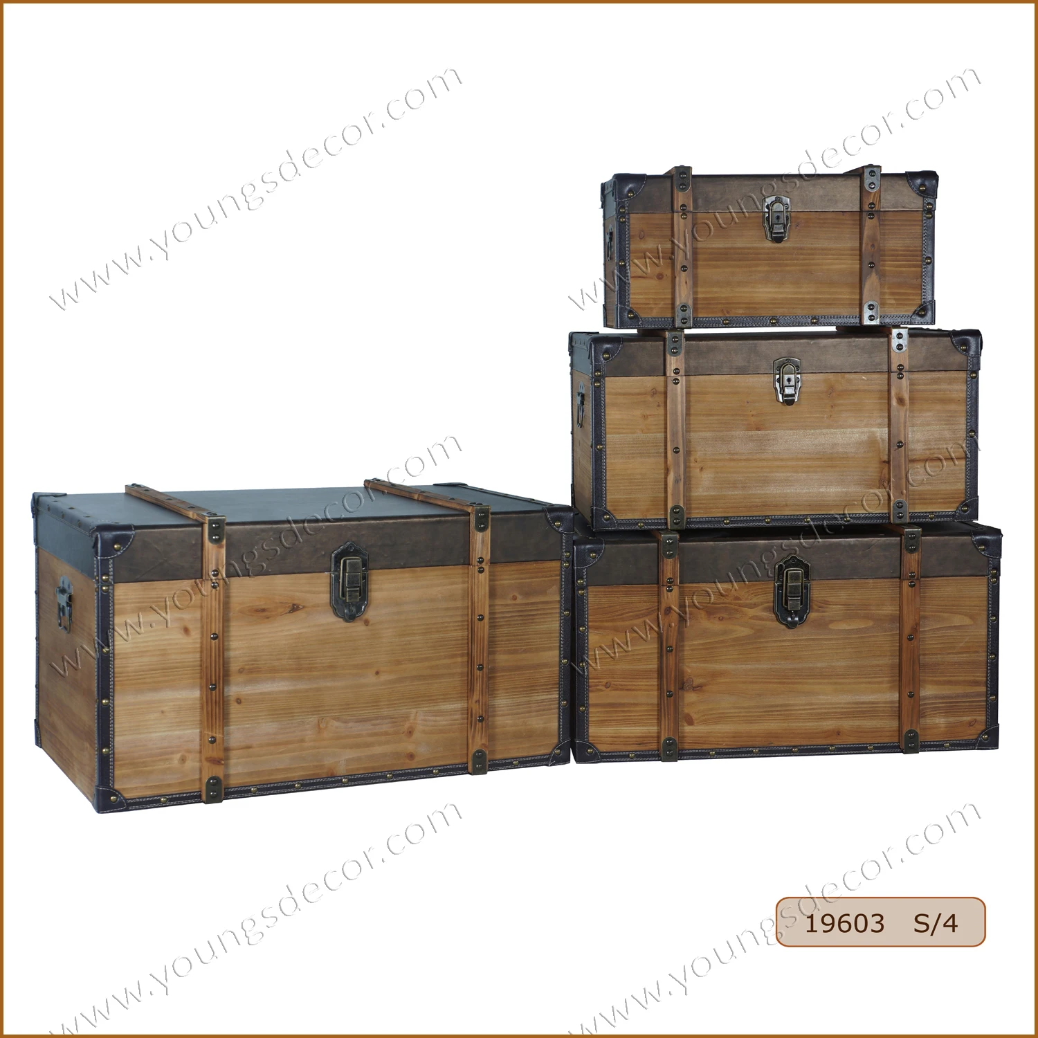 Vintage Decorative Wooden Trunk Large Living Room Furniture Storage Box
