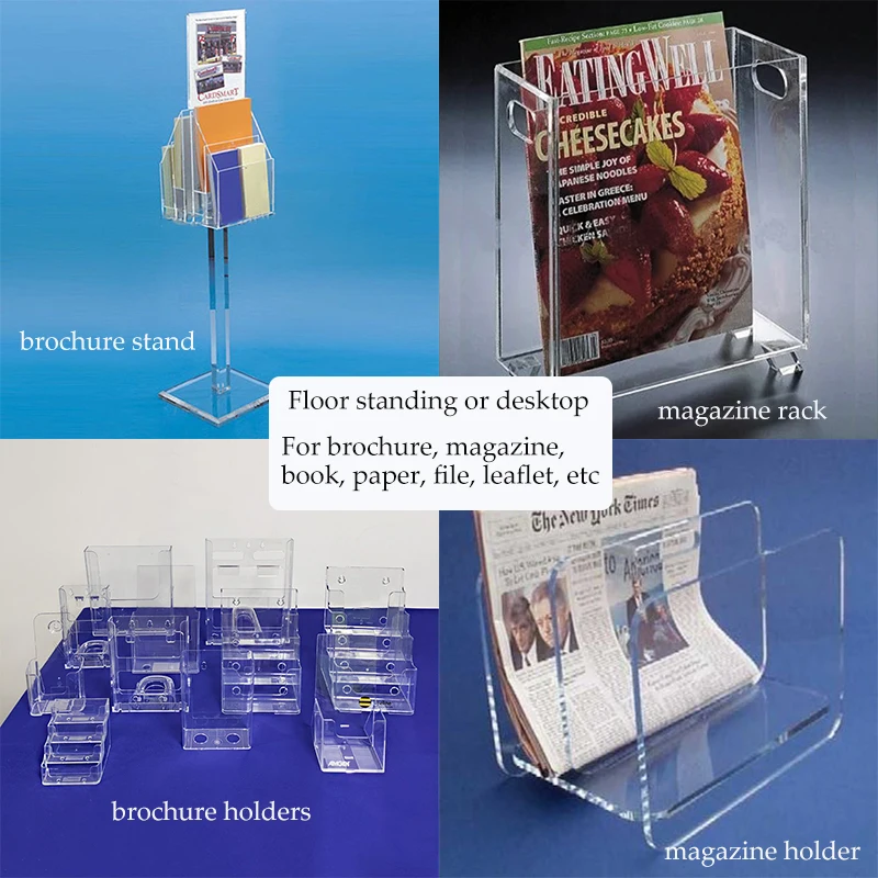 Clear Acrylic Tabloid Newspaper Display Stands Acrylic Magazine Display Holder Rack Clear Perspex Magazine Stand