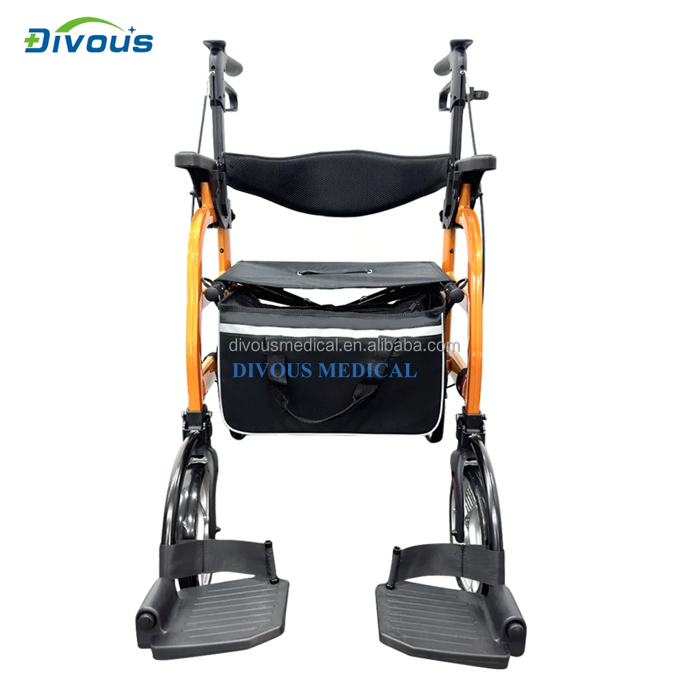 Wholesales Aluminum Patient Health Care Walking Aid Senior Rollator Walker with Handle and Brakes for Elderly