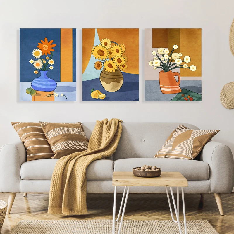 Manufacturer Factory Custom Wooden Flower Oil Picture Frames Wall Art Combination Decorative Painting