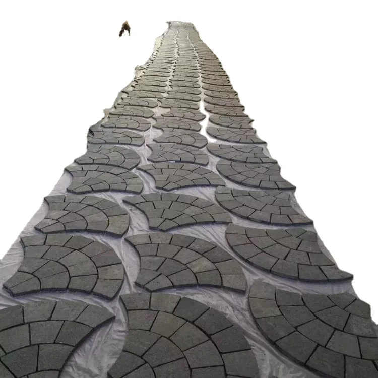 Fan Shape Mesh Cobblestone pink porno granite chinese granite paving stone