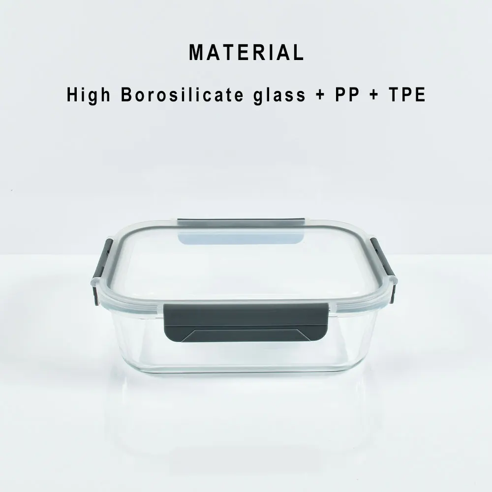 Easying carrying glass tritan food container kids rectangle food bento lunch box with locking lid