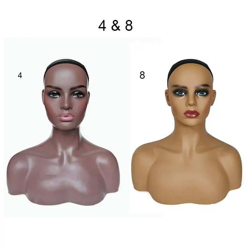 
2pcs PVC+PE Female Mannequin Head With Shoulder For Wig Display Makeup Mannequin Head Women Face Mannequin Heads 