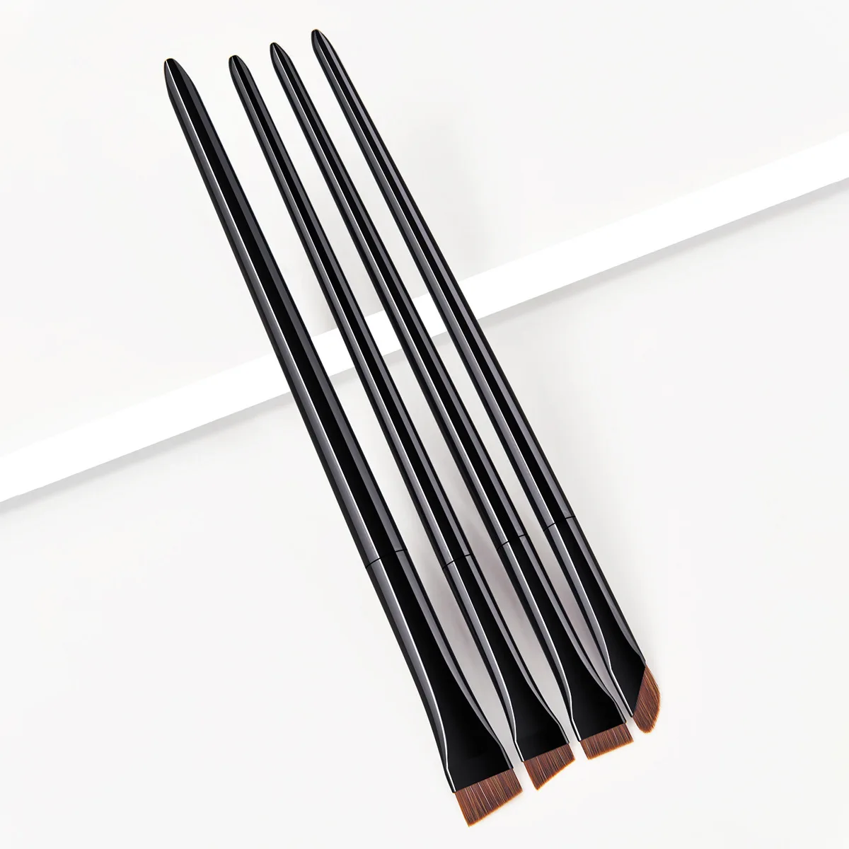 HMU White Fine Thin Flat Angled Private Label Makeup Eye Brow Liner Eyebrow Brush Set
