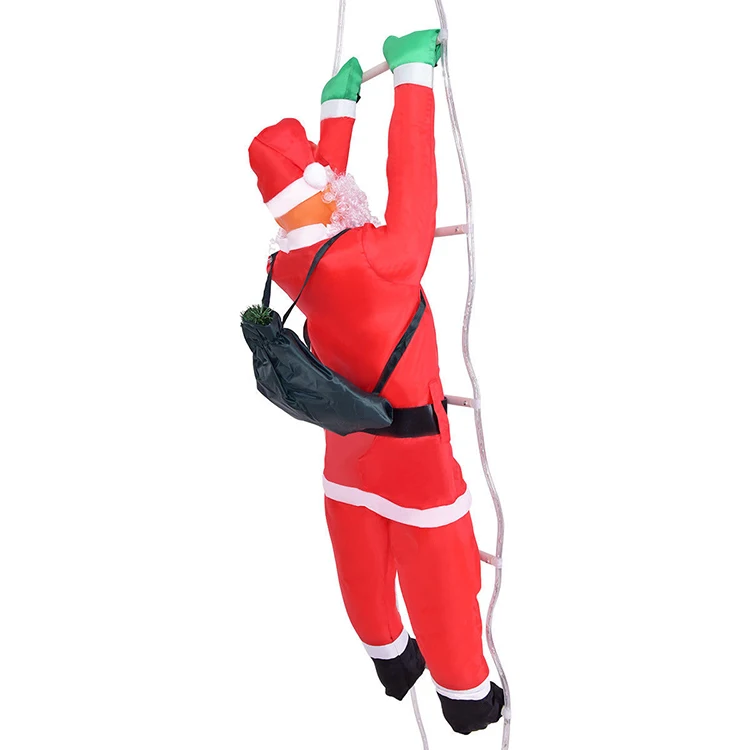 China Shipping Santa Claus Climbing on Rope Ladder Christmas Ornament for Christmas Tree Party Home Door Decoration