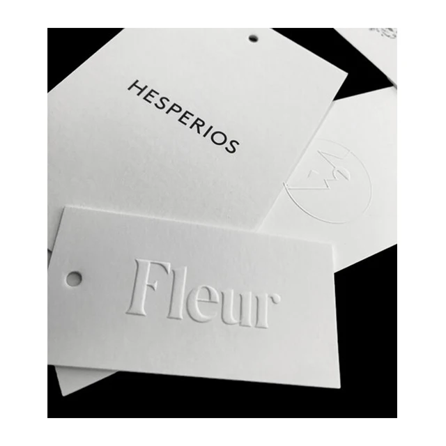 High quality brand logo embossed logo color printing luxury cotton paper hanging tag