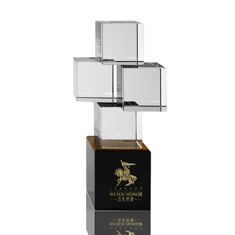 Factory customized creative sense of science and technology financial design industry molecular model crystal trophy