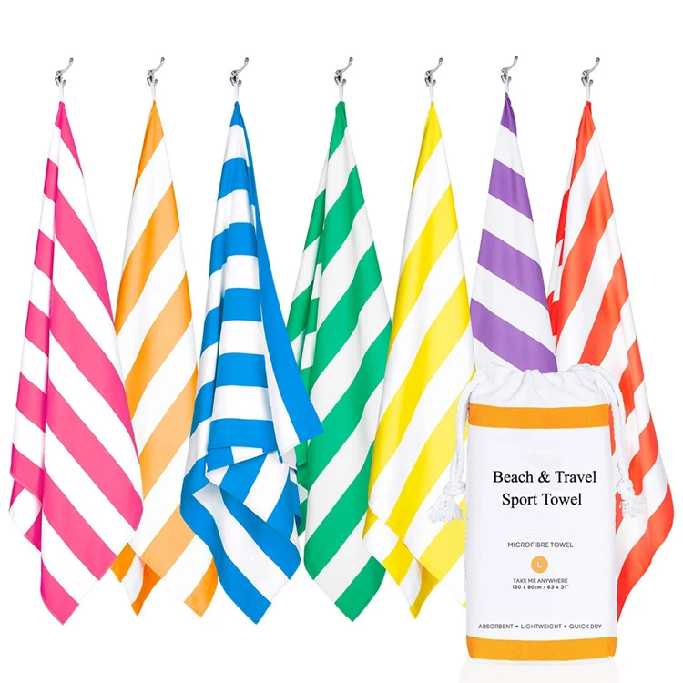 Quick Dry Fashion Striped Sand Free Microfiber Suede Beach Towel  Customized Comfortable Beach Towel