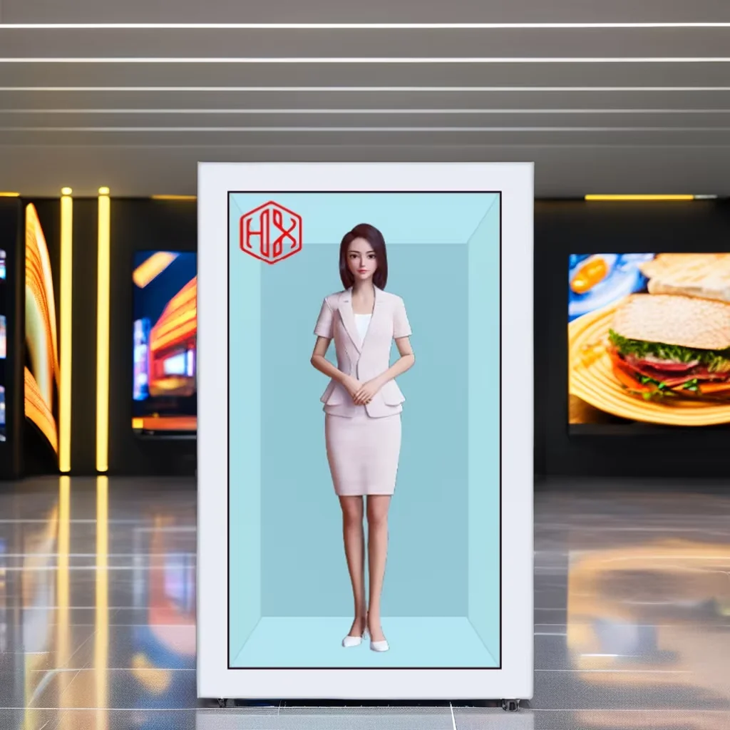 HXXK TOUCH Customized Interactive LCD Display Showcase 3D Indoor Hologram Touch Screen Advertising Box