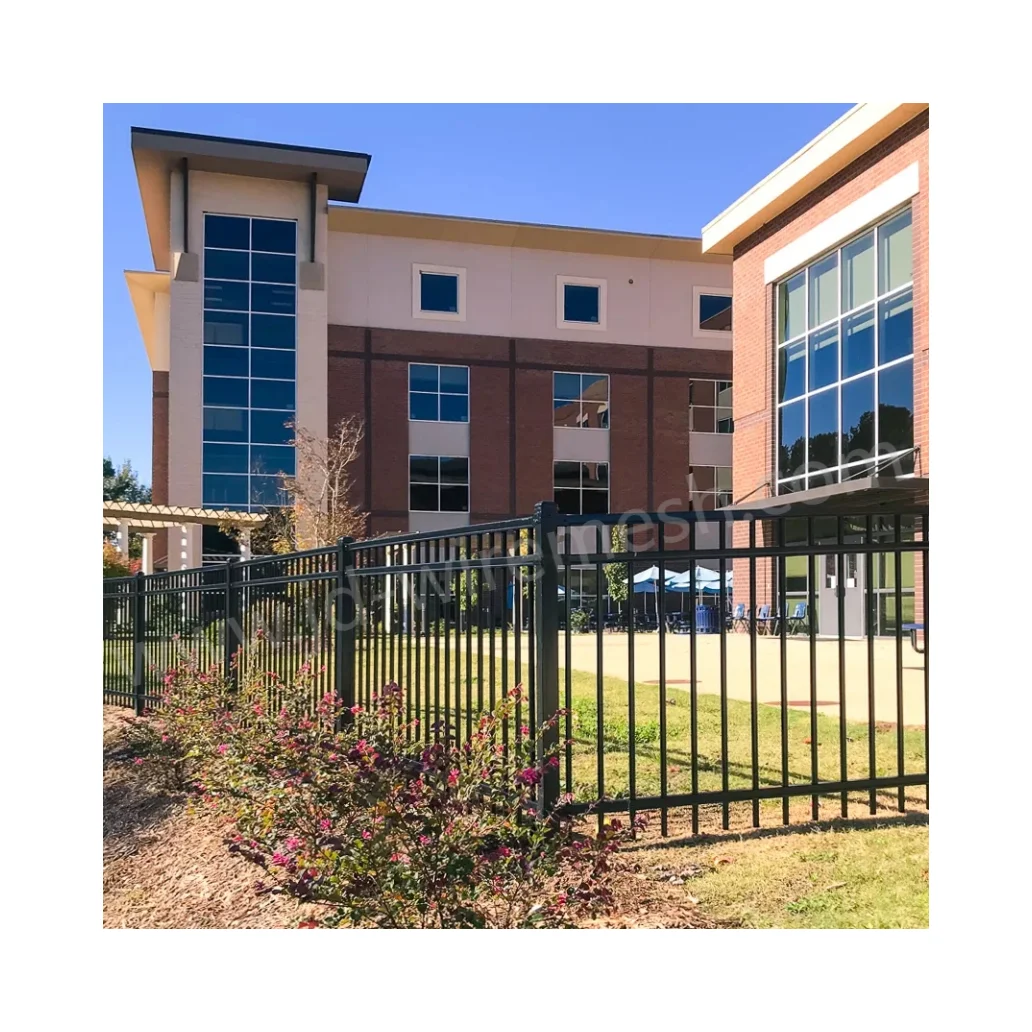 6FT&8FT 2-Rail Flat Top Black Decorative Metal wrought iron garden fence