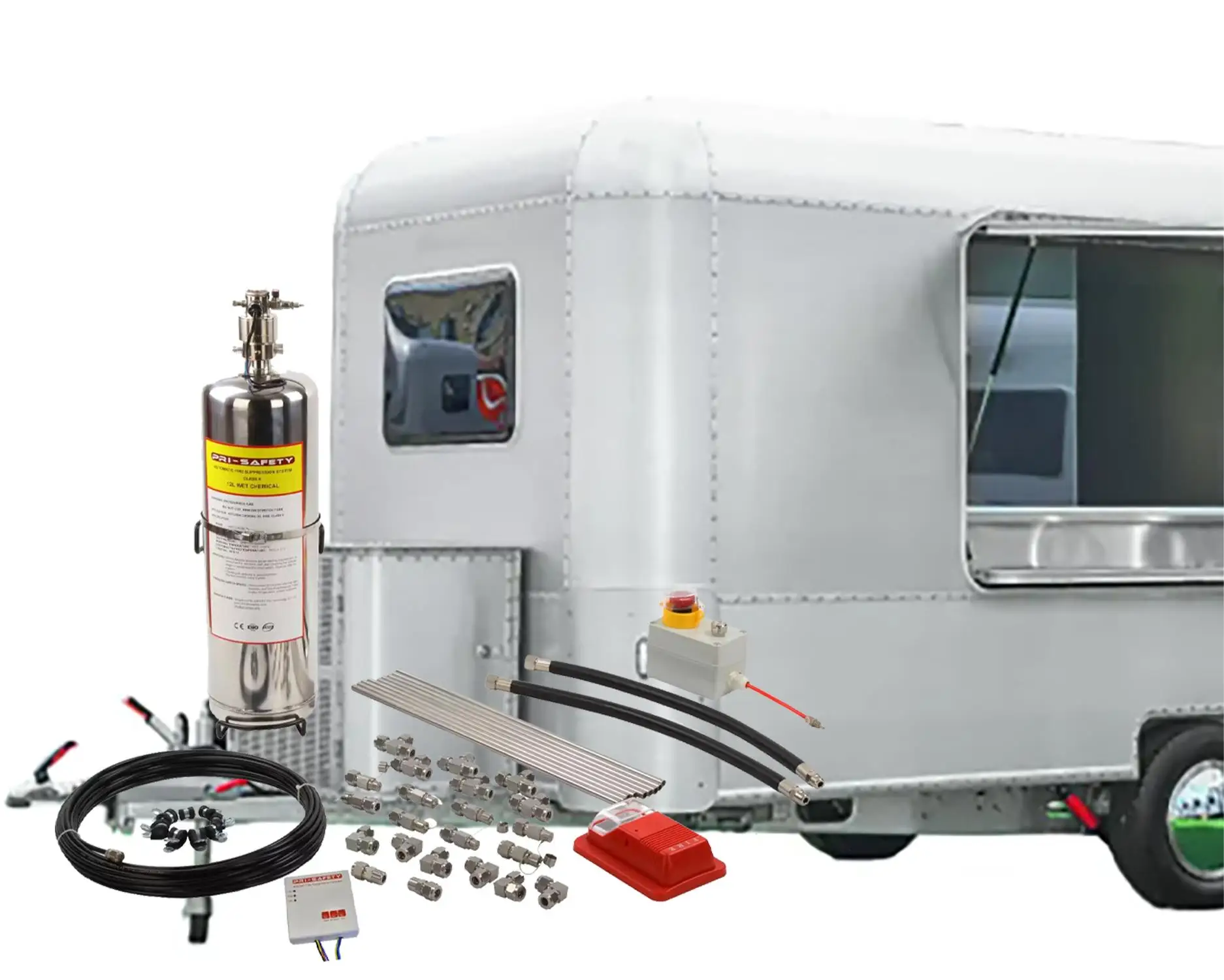 OEM Commercial Mobile Food Trailer Stainless Steel Food Truck Cart Van Fire Suppression System