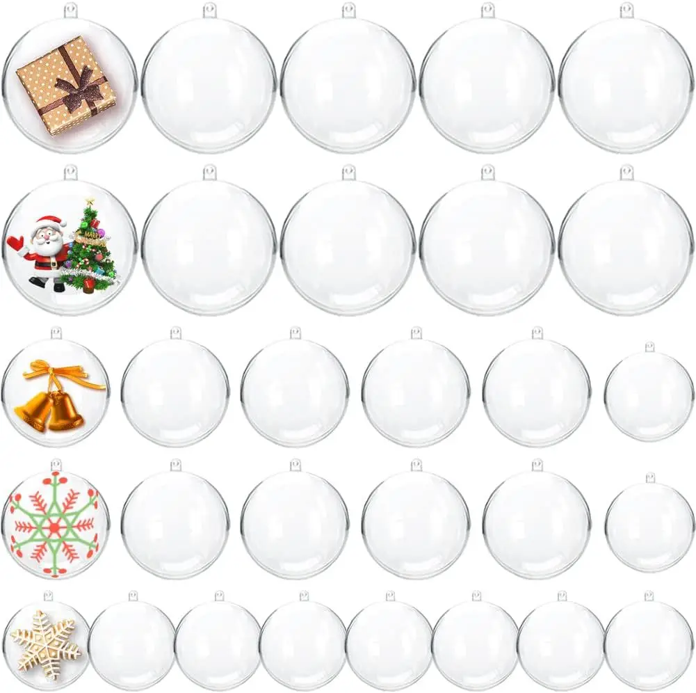Personalized Hanging Clear Ball Custom Acrylic Plastic Christmas Crystal Xmas High Transparent Ball 2-40cm Ornament
