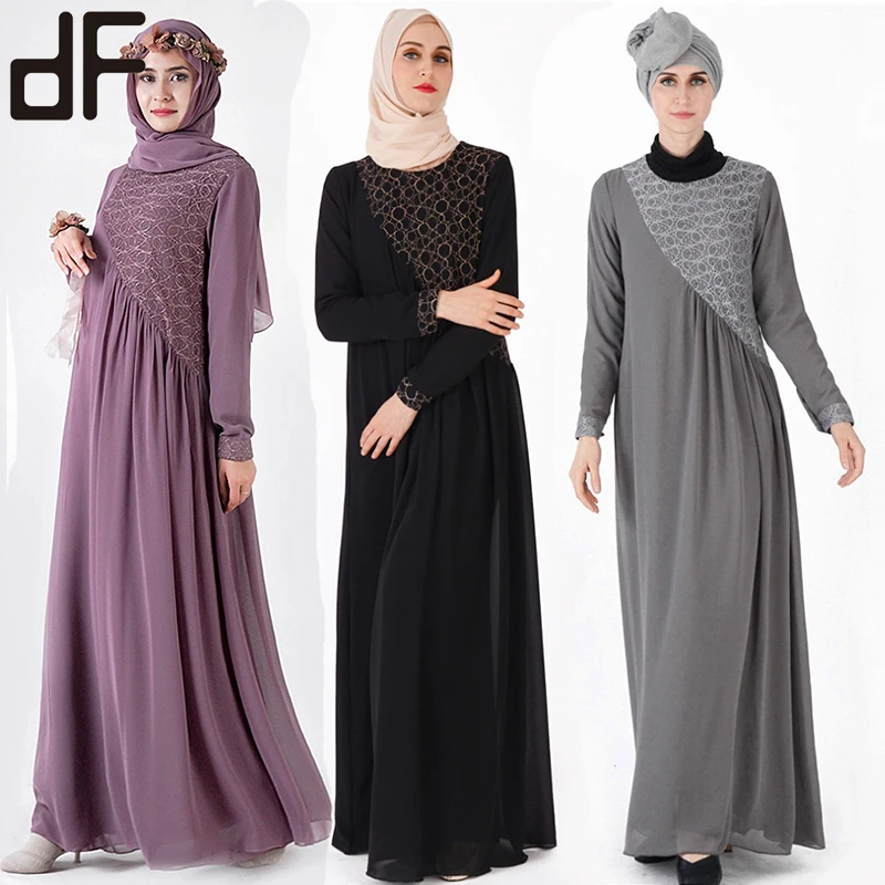 new coming modesty women party wear gown indian pakistani silk chiffon evening long dress lace crochet moroccan kaftan dresses