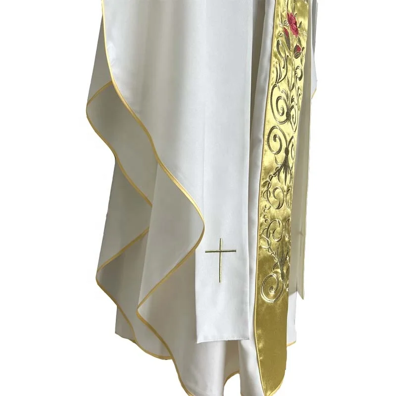Hot sale Chasuble with Gold and Red embroidery Father Priest Chasuble with stole