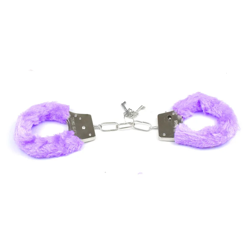 Sex Metal Stainless Steel Fur Bdsm Bondage Restraints Key Buckle SM Role Playing Couples Slave Sex Toy Handcuffs For Kids