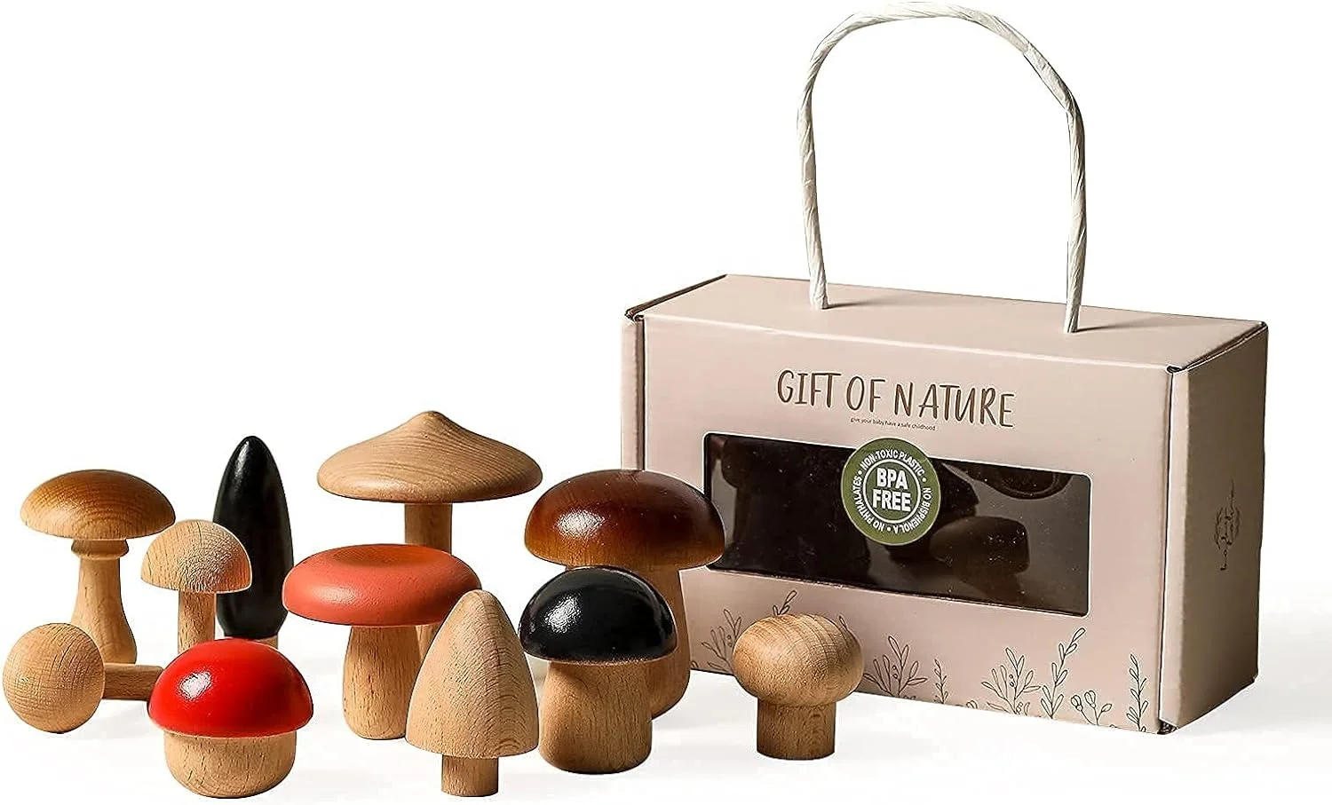 Creative Wooden Painted Mushrooms Coated Colored Custom Wood Mushroom Crafts for Home Decor Kids Playing