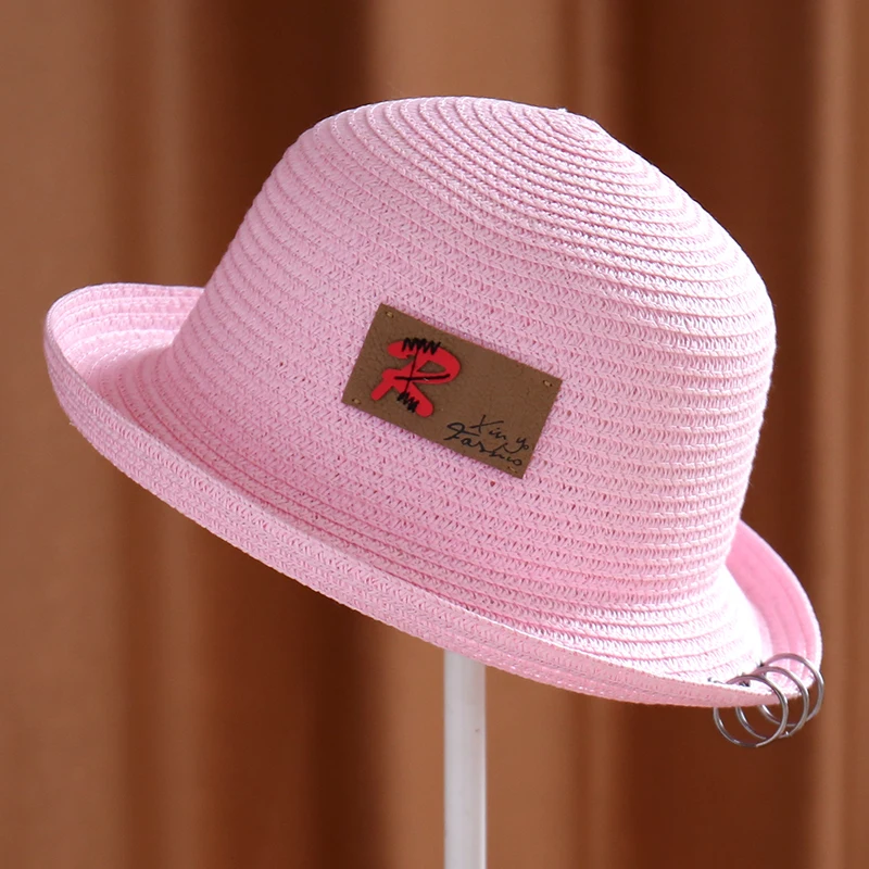 New Men Women Roll-edge Dome R Letter Three-ring Outdoor Sun Visor Ladies Hat Large Straw Brim Hat Womens Fashionable Straw Hats