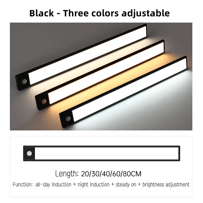 Multiple Size 36V USB Charge Ultra-Thin Wireless Motion Sensor Cabinet Kitchen Wardrobe Rectangular LED Lamp