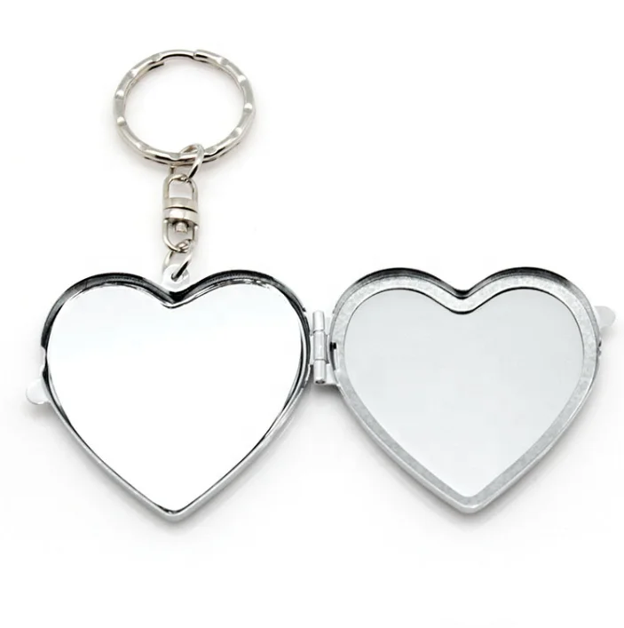 mini keychain makeup mirror double sides logo heart mirror