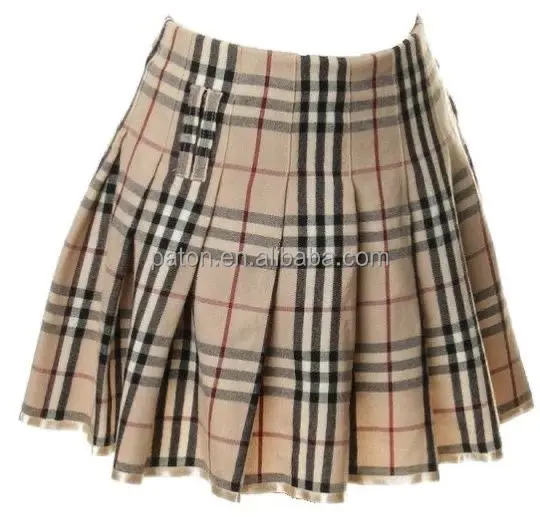 Wholesale School Girls Pleated Skirt Uniform Red Plaid School Uniform Short Checkered Polyester Skirt
