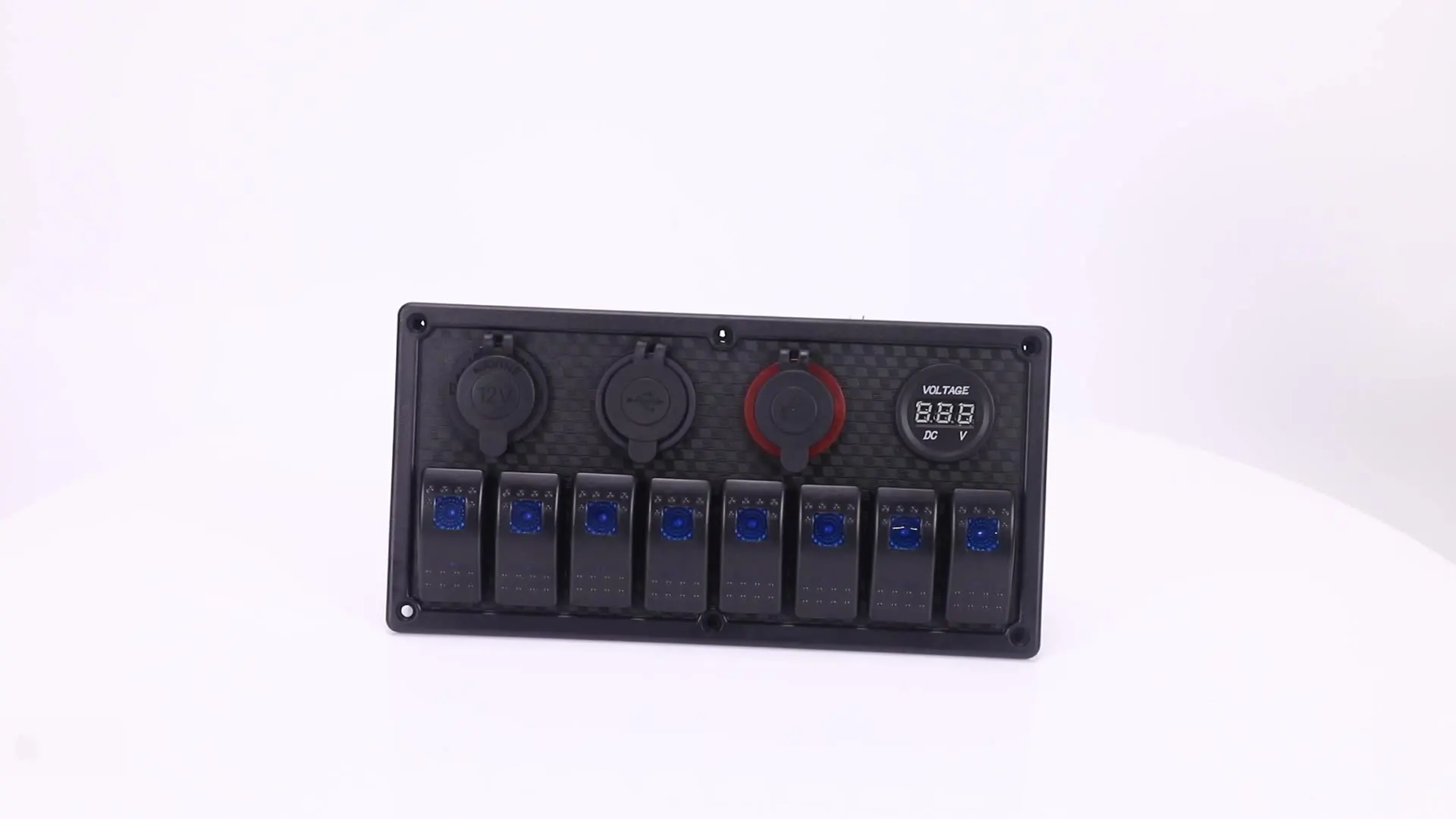 8 Gang Rocker Switch With 12V-24V DC Socket And LED voltmeter Caravan Motorhome ABS Switch Panel For Car Vehicle