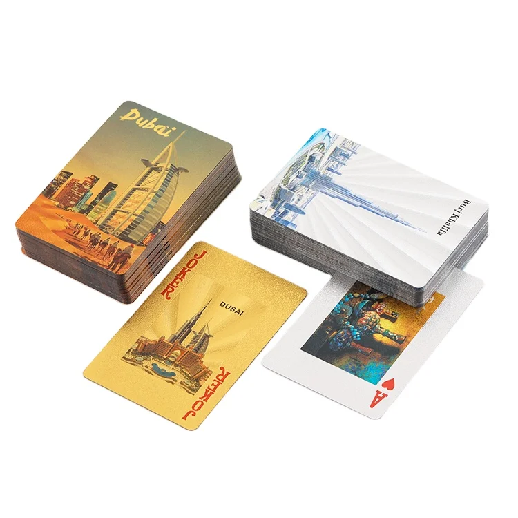 24k gold dubai famous landmark playing cards silver game poker custom image deck of cards poker