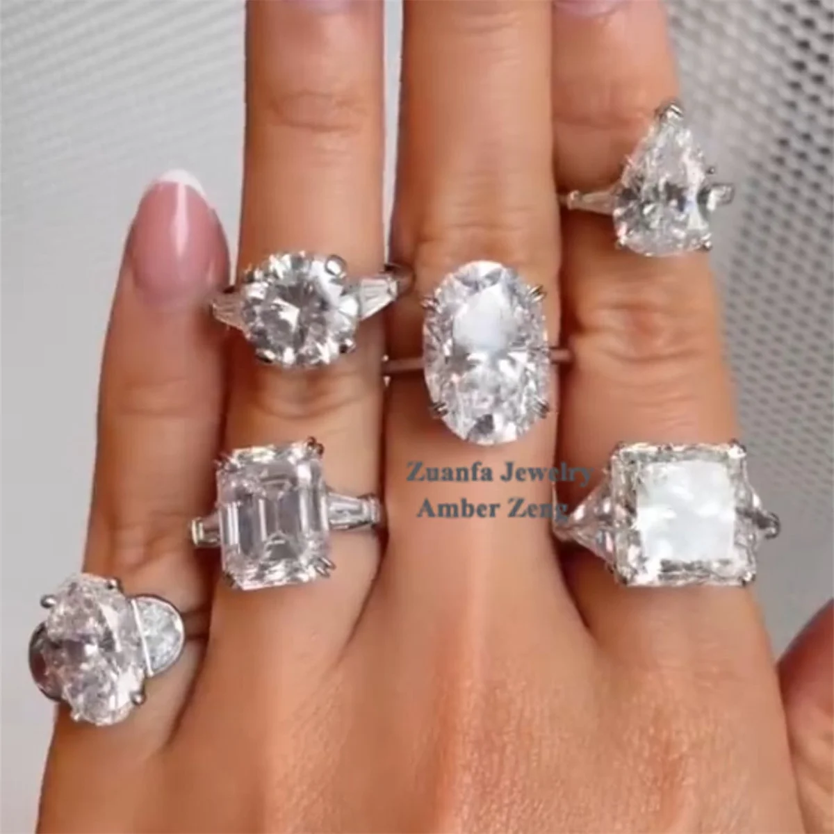 Новая мода белого золота S925 Серебро 10K 14K 18K чистого высокое качество яркий желтый цвет синтетические бриллианты кольца с
